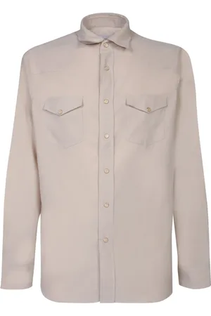 LARDINI Overhemden, Heren, , M, Katoen, Elegante Wit Katoenen T-shirt