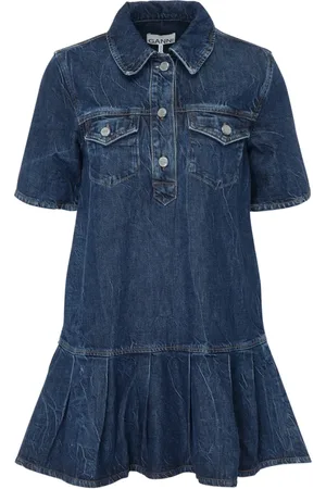 Ganni Kleedjes, Dames, Blauw, S, Denim, Crinkled Future Denim Jurk