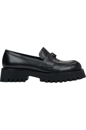 Estro Schoenen, Dames, Zwart, 40 EU, Leer, Zwarte Leren Penny Loafers