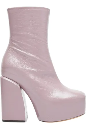 DRIES VAN NOTEN Schoenen, Dames, Roze, 36 EU, Leer, Platform Hak Leren Laarzen