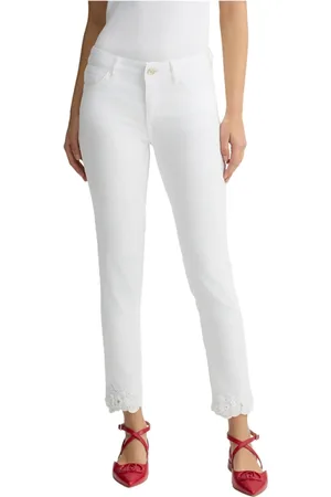 Liu Jo Broeken, Dames, Wit, W30, Katoen, Witte Slim Fit Broek