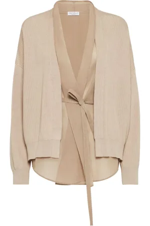 Brunello Cucinelli Truien, Dames, Bruin, M, Katoen, Gelaagde Cardigan