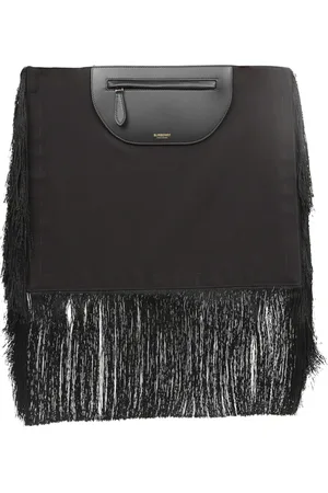 Burberry Tassen, Dames, Zwart, ONE Size, Leer, Olympia Clutch met franjes