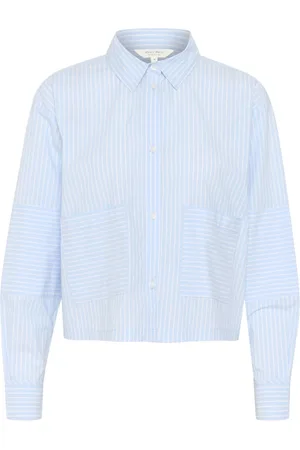 Part Two Blouses & Shirts, Dames, Blauw, 3Xl, Katoen, Blauw Gestreepte Overhemdblouse