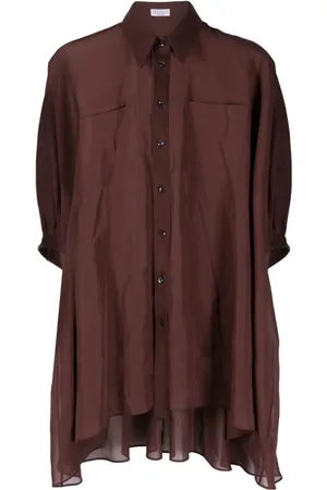 Brunello Cucinelli Kleedjes, Dames, Rood, M, Katoen, Katoenen overhemdjurk