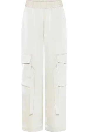 Bruuns Bazaar Broeken, Dames, Wit, M, Polyester, Casual broek met elastische tailleband en moderne details
