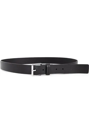Calvin Klein Accessoires, Heren, Zwart, 110 CM, Leer, Leren Riem