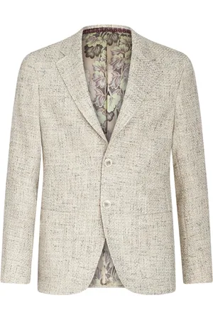 Etro Jassen, Heren, Grijs, 3Xl, Katoen, Grijze Bouclé Blazer