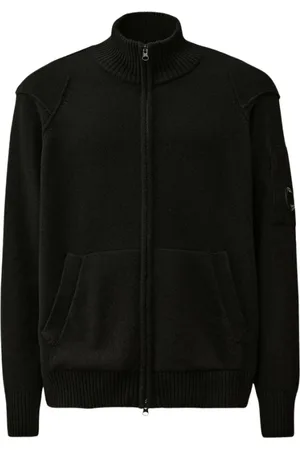 C.P. Company Truien, Heren, Zwart, M, Wol, High Neck Zip Cardigan