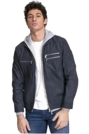 Brunello Cucinelli Jassen, Heren, Blauw, L, Leer, Navy Leren Blouson Jas