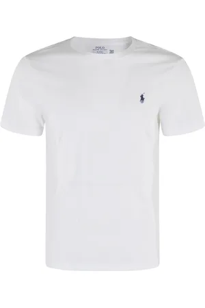 Ralph Lauren Tops, Heren, Wit, M, Katoen, Wit Geborduurd Logo T-Shirt
