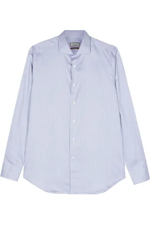 CANALI Overhemden, Heren, Blauw, 5Xl, Katoen, Impeccabile Katoenen Gestreepte Overhemd