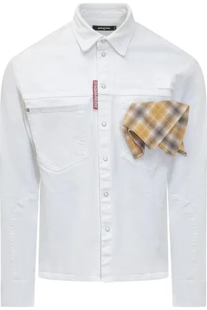 Dsquared2 Overhemden, Heren, Wit, L, Katoen, Carpenter Katoenen Overhemd