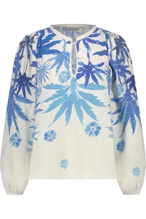 Fabienne Chapot Blouses & Shirts, Dames, Veelkleurig, XS, Katoen, Tropical Blue Top met Lange Mouwen