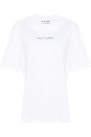 Lanvin Tops, Dames, Wit, S, Katoen, Geborduurde T-shirt