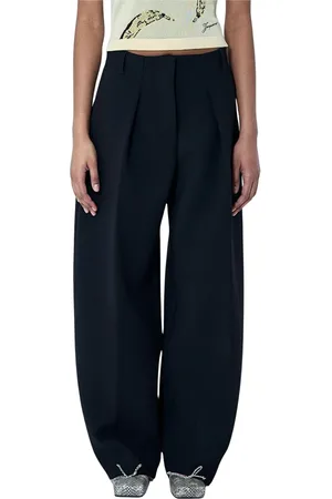 Jacquemus Broeken, Dames, Zwart, M, Katoen, Sculpturale Katoenmix Ovalo Broek