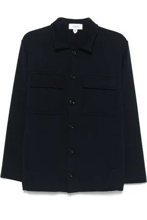 LARDINI Jassen, Heren, Blauw, M, Blauw overhemd met knopen en zakken