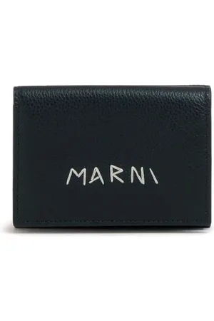 Marni Accessoires, Heren, Zwart, ONE Size, Leer, Zwarte zwarte portemonnee met uniek design