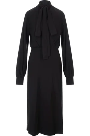 Sportmax Kleedjes, Dames, Zwart, S, Zijden Crêpe Midi Jurk