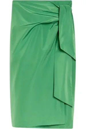 Max Mara Rokken, Dames, Groen, M, Katoen, Groene Taffeta Wikkelrok