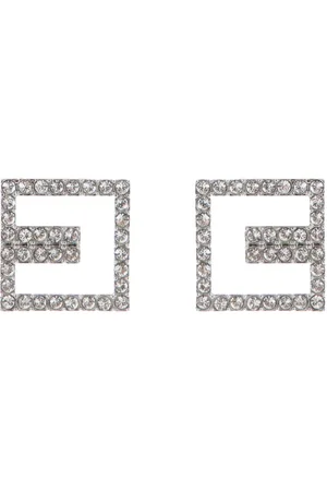 Elisabetta Franchi Accessoires, Dames, Grijs, ONE Size, Kristallen Zilveren Oorbellen Set