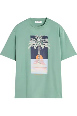 Lanvin Tops, Heren, Groen, M, Katoen, Zeegroene T-shirt met ronde hals