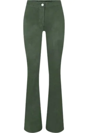 arma leder Broeken, Dames, Groen, S, Suède, Groene Bootcut Suède Broek Vrouwen Vintage