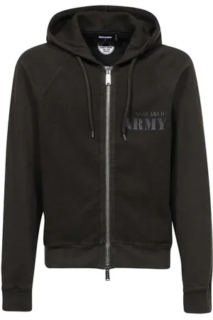 Dsquared2 Sweatshirts & Hoodies, Heren, Groen, M, Katoen, Cotton Full Zip Hoodie met Logo
