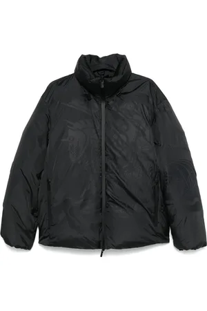 Burberry Jassen, Heren, Grijs, M, Leer, Charcoal Patterned Tech Style Donsjas