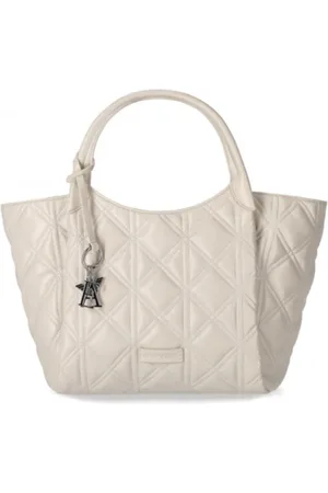 Emporio Armani Tassen, Dames, Wit, ONE Size, Polyester, Gewatteerde Shopper met Afneembare Schouderriem