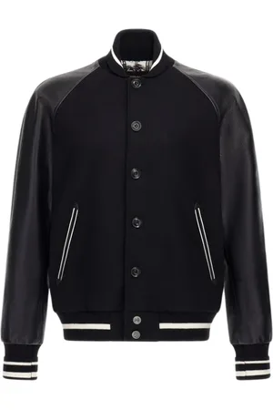 Roberto Cavalli Jassen, Heren, Zwart, M, Wol, Contrast Sleeve Bomber Jacket