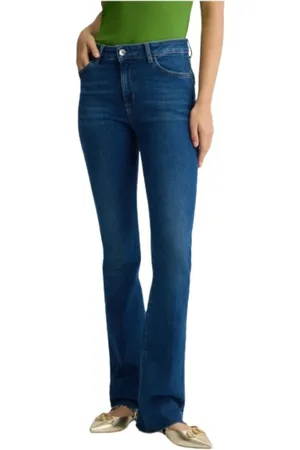Liu Jo Jeans, Dames, Blauw, W24, Katoen, Hoge taille flared jeans met strass
