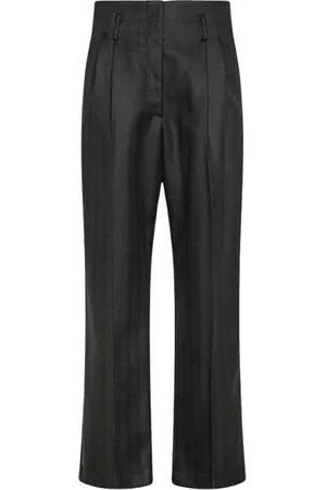 FORTE FORTE Broeken, Dames, Zwart, S, Wol, High-Waisted Wollen Broek