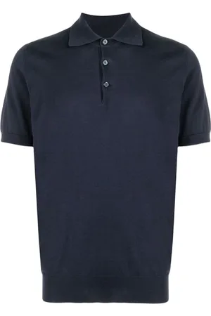 Brunello Cucinelli Tops, Heren, Blauw, L, Katoen, cw 425 navy grigio polo