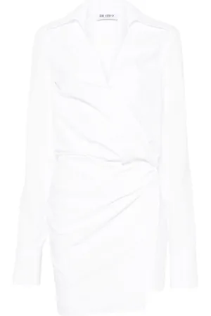 The Attico Kleedjes, Dames, Wit, XS, Katoen, Witte Jurk met Diep Décolleté