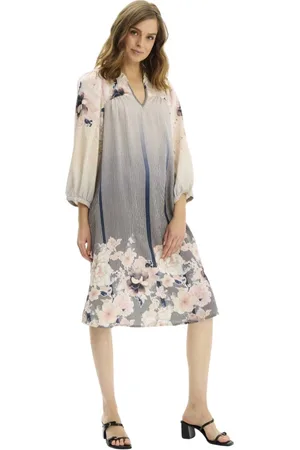 In Front Kleedjes, Dames, Veelkleurig, M, Nylon, Gestreepte Bloemenjurk Rose