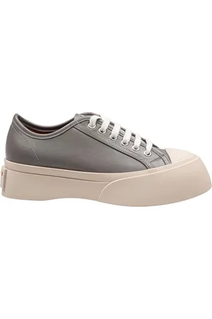Marni Schoenen, Dames, Grijs, 38 EU, Leren Sneakers met Veters en Platformzool