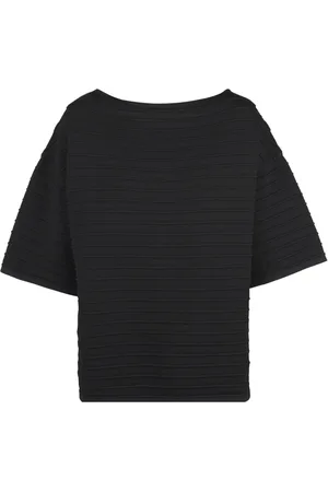 LIVIANA CONTI Tops, Dames, Zwart, S, Gebreide top met reliëf en boothals