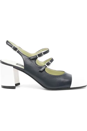 Carel Schoenen, Dames, Blauw, 38 EU, Leer, Hoge Hakken met Dubbele Bandjes