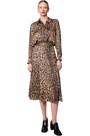 Berenice Kleedjes, Dames, Veelkleurig, S, Rok Jalia | Vloeiende rok op middellange lengte met luipaardprint