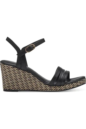 Tamaris Schoenen, Dames, Zwart, 37 EU, Leer, Leren Sandalen met Hak