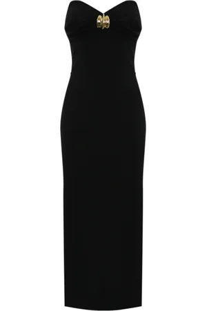 Elisabetta Franchi Kleedjes, Dames, Zwart, L, Polyester, Fluid Crêpe Jurk Met Grote Strik