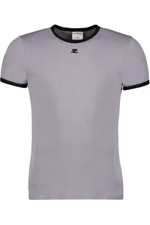 Courrèges Tops, Heren, Grijs, L, Katoen, Contrast T-shirt