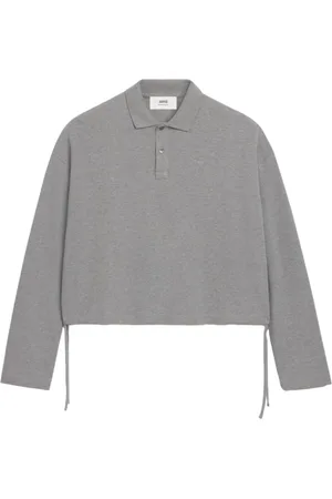 Ami Tops, Heren, Grijs, M, Geborduurde Geknipte Poloshirt