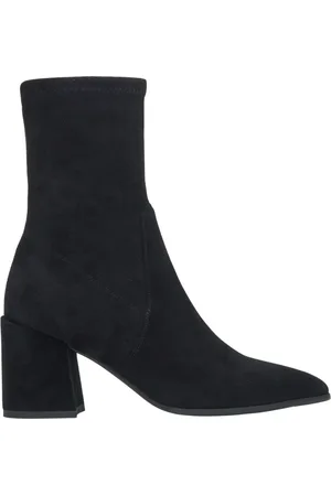 Estro Schoenen, Dames, Zwart, 36 EU, Zwarte zwarte velours enkellaarsjes met blokhak en elastische schacht