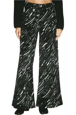 Marni Broeken, Dames, Zwart, S, Denim, Crayon Print Flocked Denim Jeans