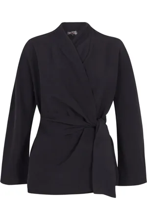 Cortana Blouses & Shirts, Dames, Zwart, M, Linnen, Linnen en Zijde Wikkeljas
