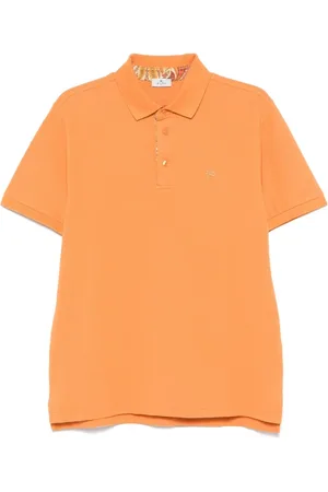 Etro Tops, Heren, Oranje, L, Katoen, Oranje Katoenen Polo Shirt met Geborduurd Logo
