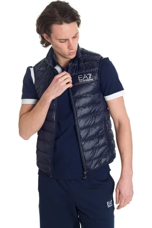 EA7 Jassen, Heren, Blauw, L, Gewatteerd Mouwloos Jack