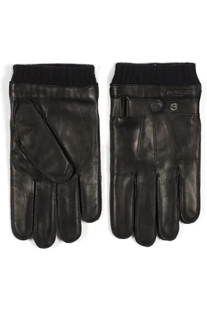 Howard London Accessoires, Heren, Zwart, S, Wol, Zwarte Leren Handschoenen